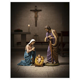 Natividad 3 piezas belén Lando Landi 100 cm fibra de vidrio exterior ojos cristal