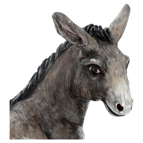 Fibreglass statue of a donkey with crystal eyes, painted, for Landi's outdoor Nativity Scene of 100 cm 2