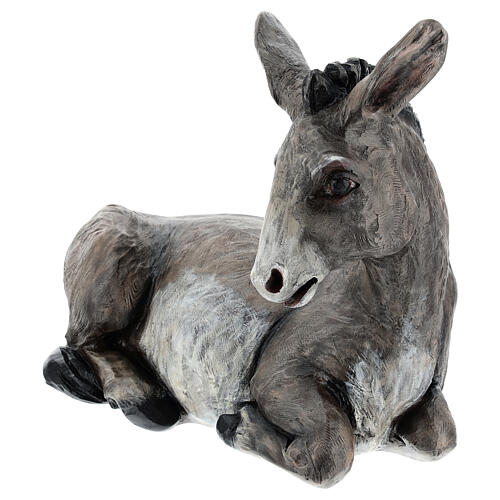 Fibreglass statue of a donkey with crystal eyes, painted, for Landi's outdoor Nativity Scene of 100 cm 5