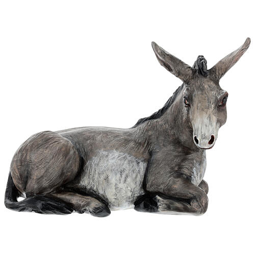 Fiberglass donkey statue with crystal eyes, painted for outdoor Nativity Scene of 100 cm by Landi 1