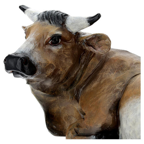 Fiberglass ox statue with crystal eyes, painted for outdoor Nativity Scene of 100 cm by Landi 2