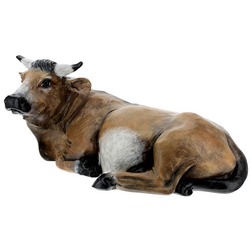Fiberglass ox statue with crystal eyes, painted for outdoor Nativity Scene of 100 cm by Landi 3