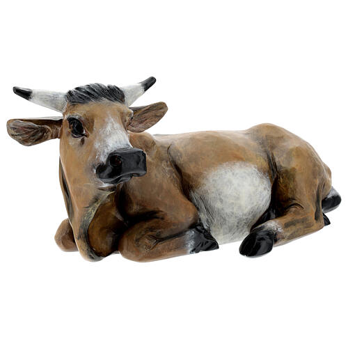 Fiberglass ox statue with crystal eyes, painted for outdoor Nativity Scene of 100 cm by Landi 5