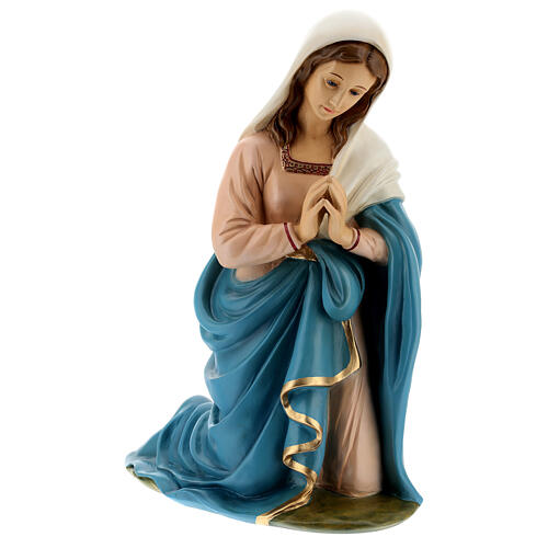 Mary on her knees, fibreglass statue with crystal eyes, painted for outdoor, Landi's Nativity Scene of 65 cm 3
