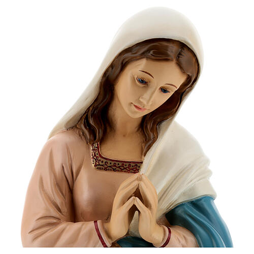 Kneeling Mary fiberglass statue with crystal eyes, painted for outdoor, Nativity Scene 65 cm by Landi 2