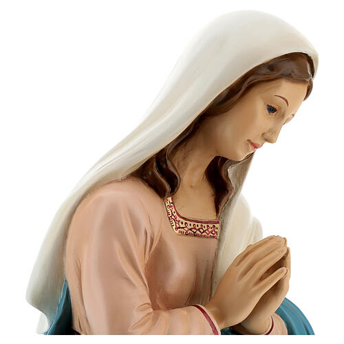 Kneeling Mary fiberglass statue with crystal eyes, painted for outdoor, Nativity Scene 65 cm by Landi 4