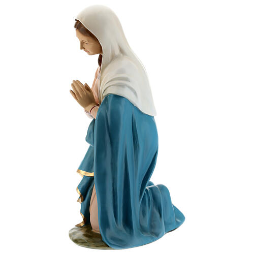 Kneeling Mary fiberglass statue with crystal eyes, painted for outdoor, Nativity Scene 65 cm by Landi 6