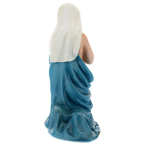 Kneeling Mary fiberglass statue with crystal eyes, painted for outdoor, Nativity Scene 65 cm by Landi 7