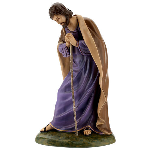 Statue Saint Joseph agenouillée pour crèche Landi de 65 cm fibre de verre pour extérieur 1