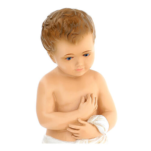 Infant Jesus, fibreglass statue with crystal eyes, painted for outdoor, Landi's Nativity Scene of 65 cm 2