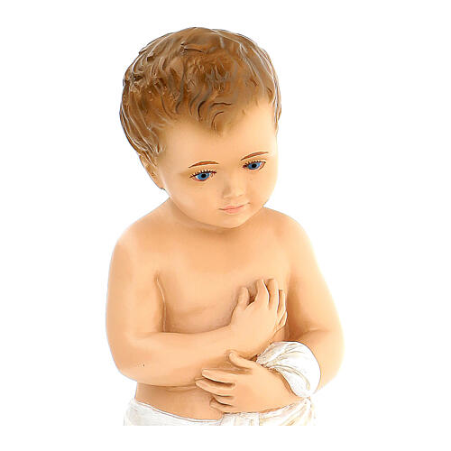 Infant Jesus in the manger, fibreglass statue with crystal eyes, painted for outdoor, Landi's Nativity Scene of 65 cm 2