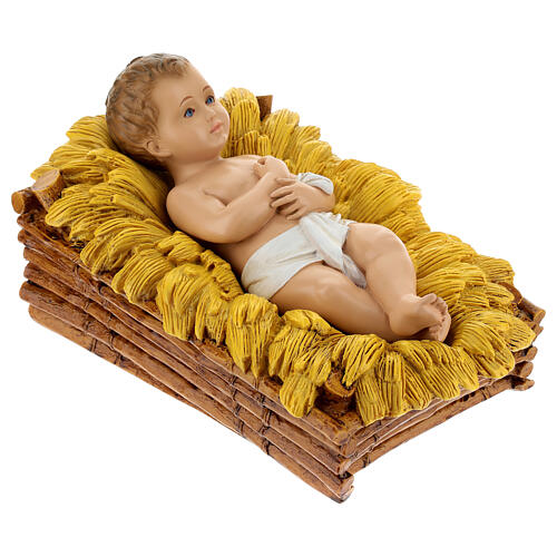 Infant Jesus in the manger, fibreglass statue with crystal eyes, painted for outdoor, Landi's Nativity Scene of 65 cm 5