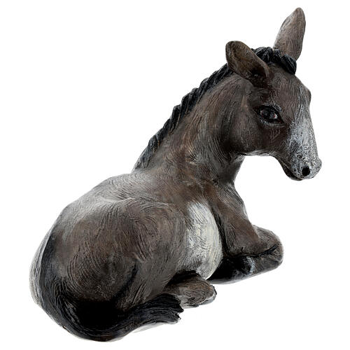 Fiberglass laying Donkey with crystal eyes, painted for outdoor 65cm Nativity Scene by Landi 3