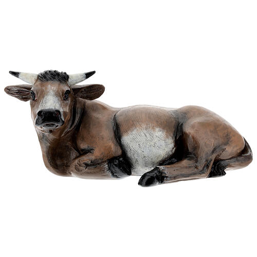 Ox, fibreglass statue with crystal eyes, painted for outdoor, Landi's Nativity Scene of 65 cm 1