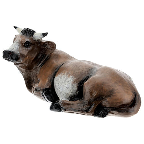 Ox, fibreglass statue with crystal eyes, painted for outdoor, Landi's Nativity Scene of 65 cm 3