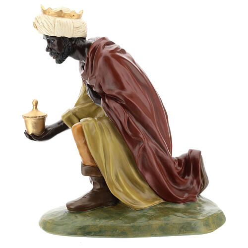 Moor Wise Man on his knees, fibreglass statue with crystal eyes, painted for outdoor, Landi's Nativity Scene of 65 cm 7