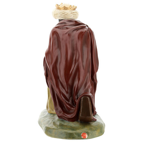 Moor Wise Man on his knees, fibreglass statue with crystal eyes, painted for outdoor, Landi's Nativity Scene of 65 cm 8