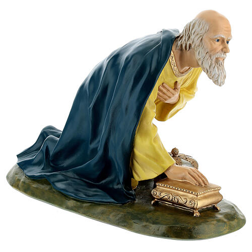 Wise Man on his knees, fibreglass statue with crystal eyes, painted for outdoor, Landi's Nativity Scene of 65 cm 5