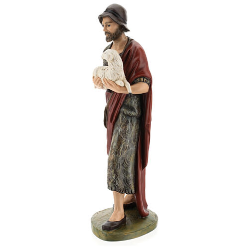 Standing shepherd with lamb, fibreglass statue with crystal eyes, painted for outdoor, Landi's Nativity Scene of 65 cm 3