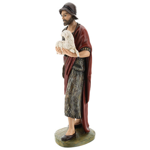 Standing shepherd with lamb, fibreglass statue with crystal eyes, painted for outdoor, Landi's Nativity Scene of 65 cm 5