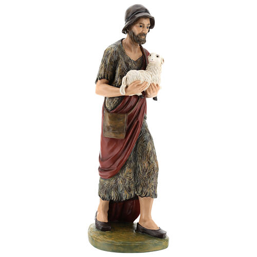 Standing shepherd with lamb, fibreglass statue with crystal eyes, painted for outdoor, Landi's Nativity Scene of 65 cm 6