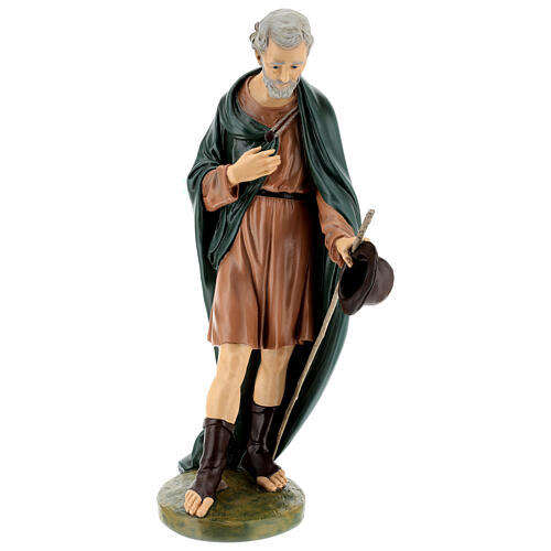 Statua pastore cappello in piedi vetroresina occhi cristallo presepe Landi 65 cm esterno 1