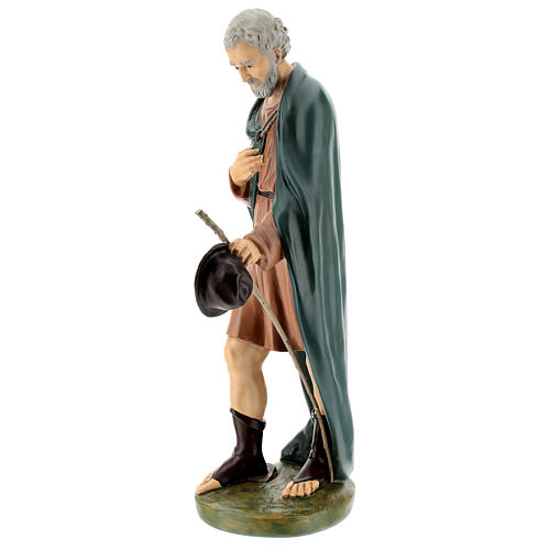 Statua pastore cappello in piedi vetroresina occhi cristallo presepe Landi 65 cm esterno 3