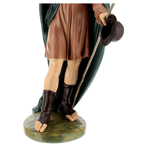 Statua pastore cappello in piedi vetroresina occhi cristallo presepe Landi 65 cm esterno 4