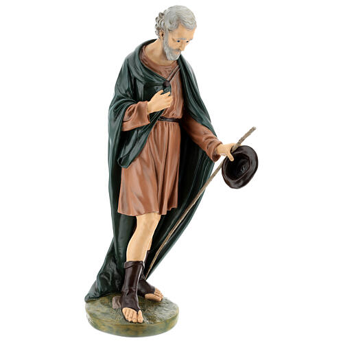 Figura pasterz z kapeluszem w pozycji stojącej, włókno szklane, kryształowe oczy, szopka Landi 65 cm, na zewnątrz 5