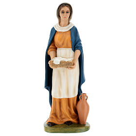 Shepherdess with cloths and jar, fibreglass statue with crystal eyes, painted for outdoor, Landi's Nativity Scene of 65 cm
