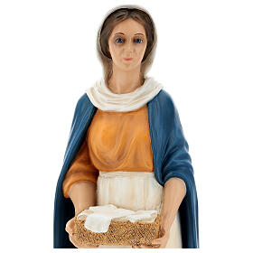 Shepherdess with cloths and jar, fibreglass statue with crystal eyes, painted for outdoor, Landi's Nativity Scene of 65 cm