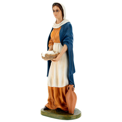 Shepherdess with cloths and jar, fibreglass statue with crystal eyes, painted for outdoor, Landi's Nativity Scene of 65 cm 3