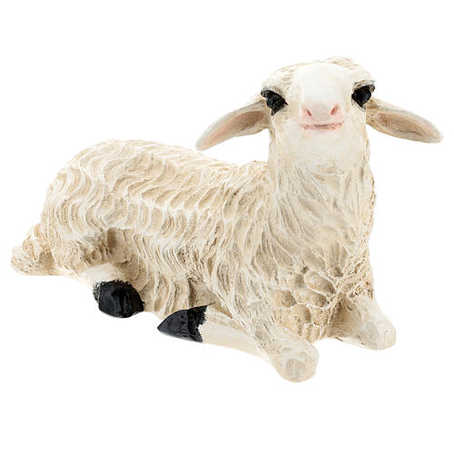 Sheep lying down, fibreglass statue painted for outdoor, Landi's Nativity Scene of 65 cm 3