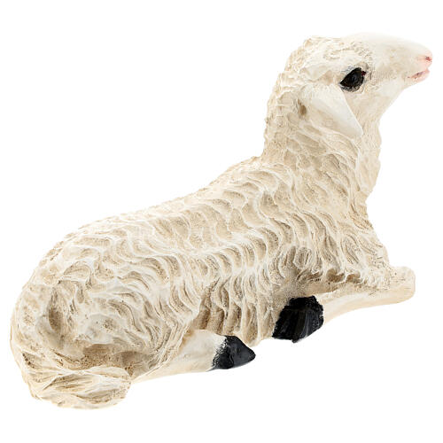 Sheep lying down, fibreglass statue painted for outdoor, Landi's Nativity Scene of 65 cm 4