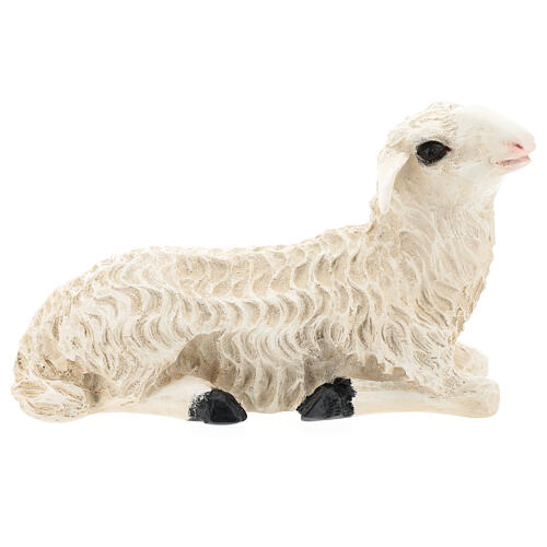Estátua ovelha deitada 25 cm fibra de vidro pintada para presépio Landi altura média 65 cm; exterior 1
