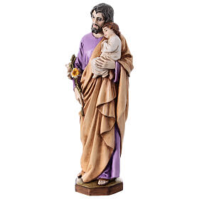 Statue Saint Joseph avec Enfant Jésus crèche résine 15 cm
