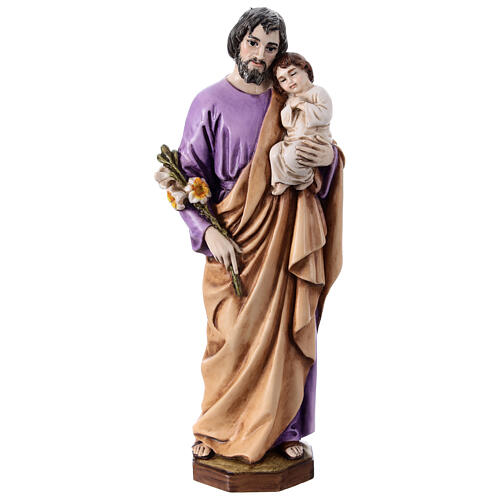 Statue Saint Joseph avec Enfant Jésus crèche résine 15 cm 1