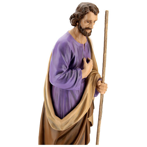Statua San Giuseppe in piedi vetroresina manto marrone presepe 160 cm esterno 2