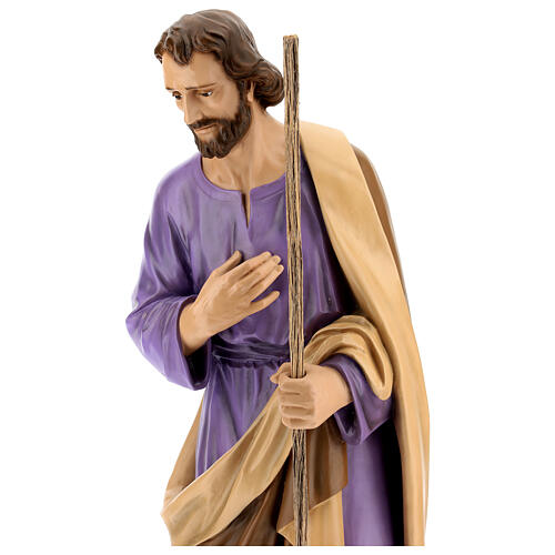 Statua San Giuseppe in piedi vetroresina manto marrone presepe 160 cm esterno 3