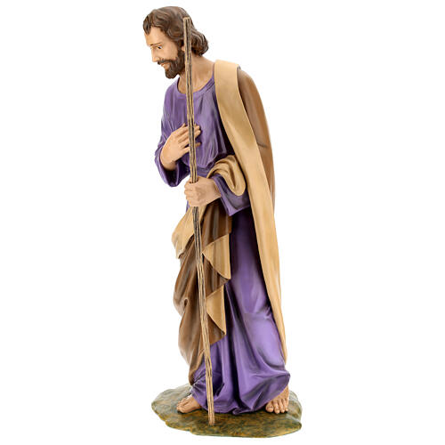 Statua San Giuseppe in piedi vetroresina manto marrone presepe 160 cm esterno 4