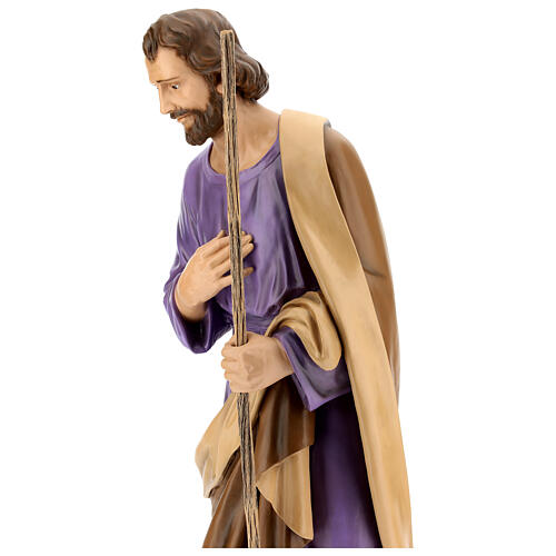 Statua San Giuseppe in piedi vetroresina manto marrone presepe 160 cm esterno 5