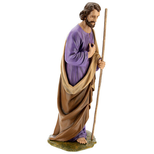 Statua San Giuseppe in piedi vetroresina manto marrone presepe 160 cm esterno 6