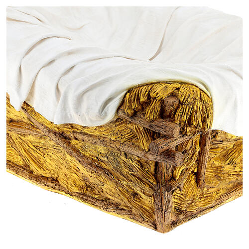 Decorated manger for Infant Jesus, outdoor fibreglass accessory for Landi's Nativity Scene of 160 cm 2