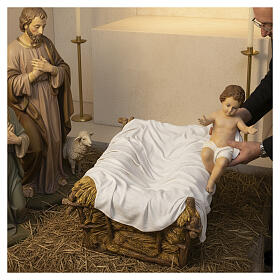 Cuna decorada para Jesús fibra de vidrio belén 160 cm Landi exterior 100X75X40 cm