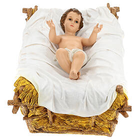 Estatua Niño Jesús con cuna para Belén esterno de 160 cm Landi