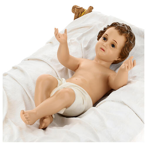 Statue Enfant Jésus avec berceau fibre de verre pour extérieur crèche Landi 160 cm 6