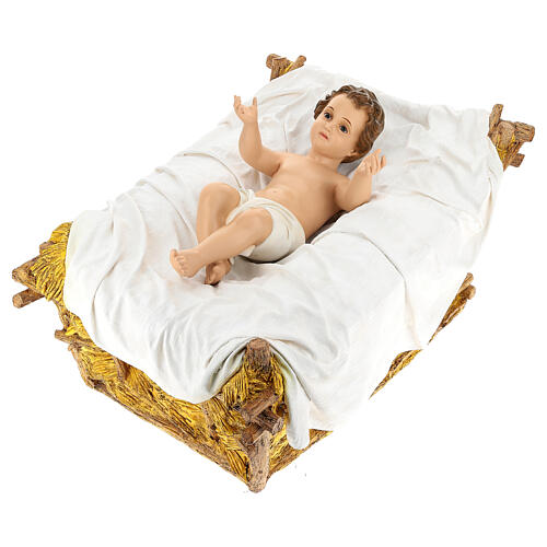 Statua Gesù bambino con culla presepe Landi 160 cm esterno vetroresina 4