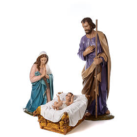 Scena Narodzin Jezusa komplet figur, włókno szklane, oczy kryształowe, szopka Landi 160 cm, na zewnątrz