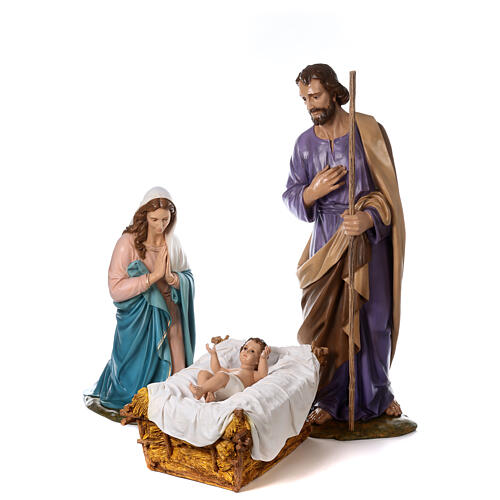 Scena Narodzin Jezusa komplet figur, włókno szklane, oczy kryształowe, szopka Landi 160 cm, na zewnątrz 1