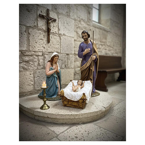 Scena Narodzin Jezusa komplet figur, włókno szklane, oczy kryształowe, szopka Landi 160 cm, na zewnątrz 2